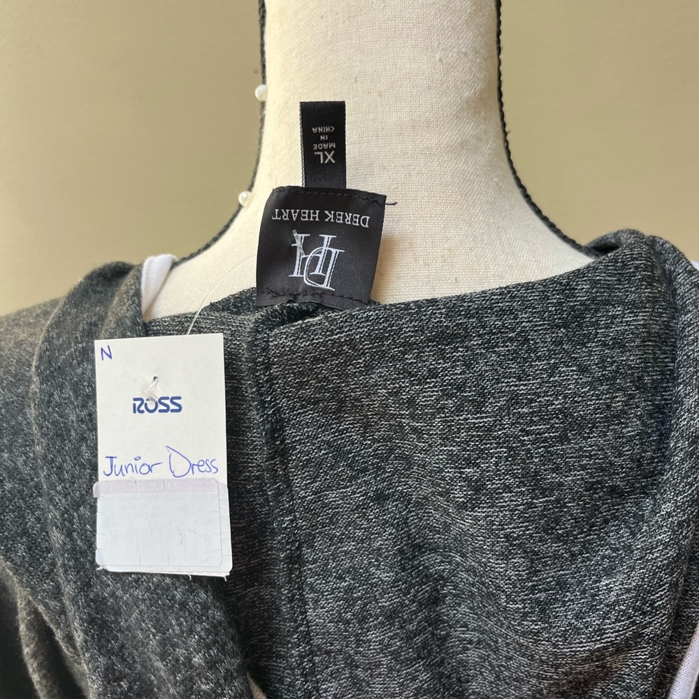 NWT Derek Heart Cozy Charcoal Fleece Hoodie Dress - Picture 7 of 8